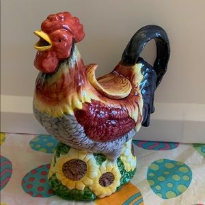 Hand-painted earthenware Rooster teapot